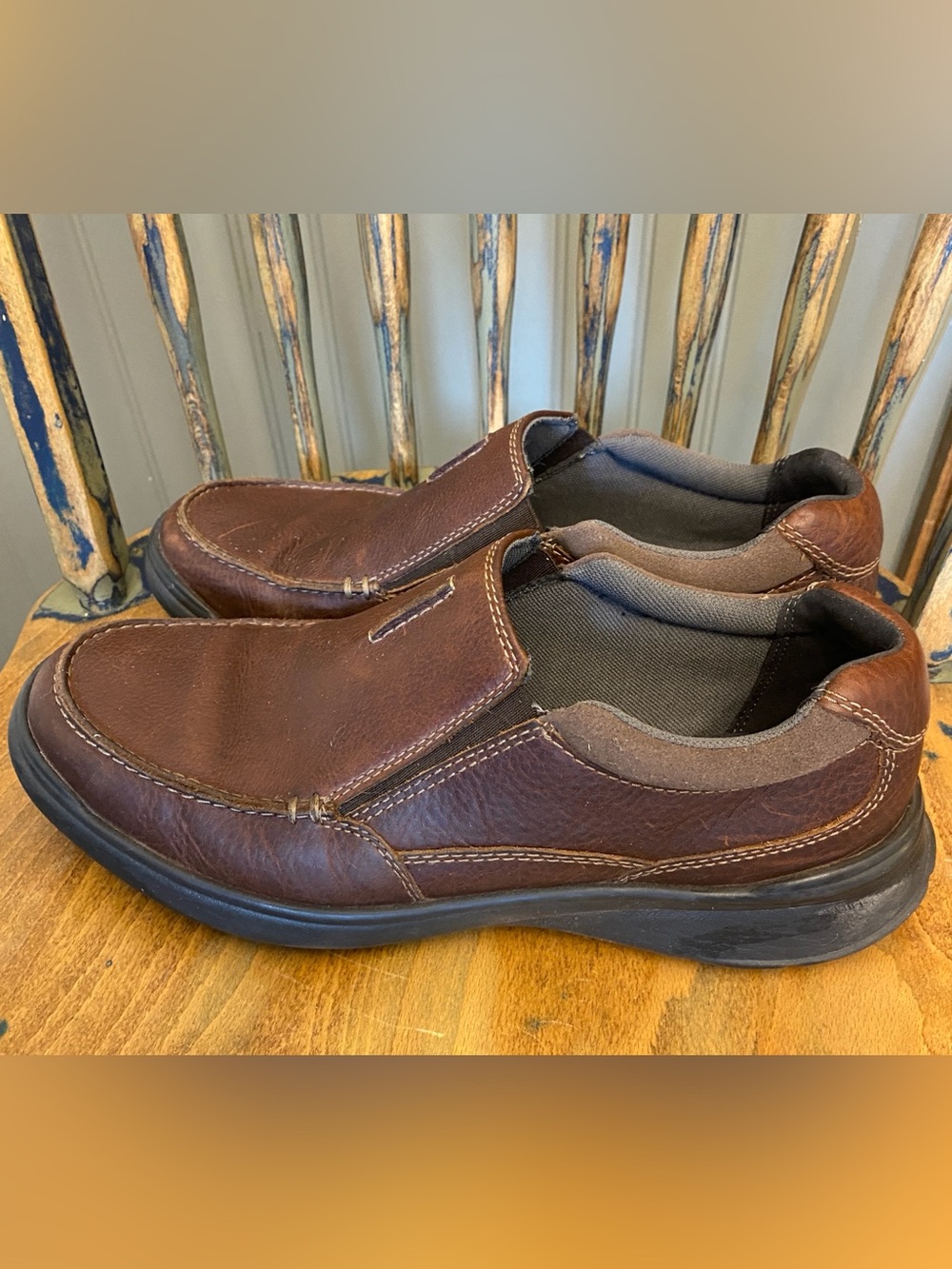 Men's Clark’s Slip-On Leather Casual Shoes - Brown